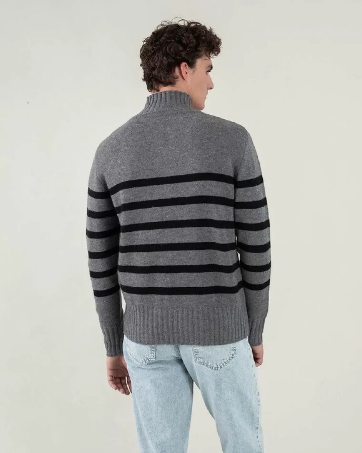 Kujten Sweaters & Sweatshirts>Men Sailor High-Neck Cashmere Sweater Gris Flanelle