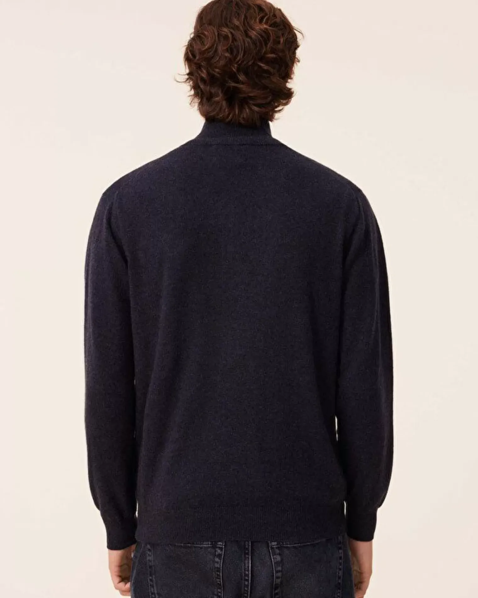 Kujten Sweaters & Sweatshirts>Men Turtleneck Cashmere Sweater, 2-Threads Ocean