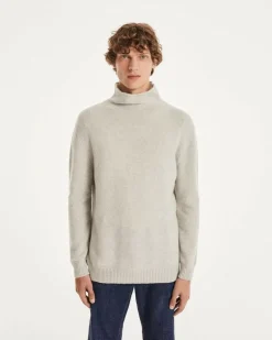 Kujten Sweaters & Sweatshirts>Men Turtleneck Cashmere Sweater Gris Bouleau