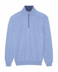 Kujten Sweaters & Sweatshirts>Men Turtleneck Cashmere Sweater Bleu Jeans