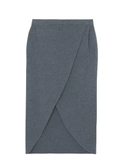 Kujten Dresses & Skirts>Milano Cashmere Wrap Skirt, 2-Threads Gris Flanelle
