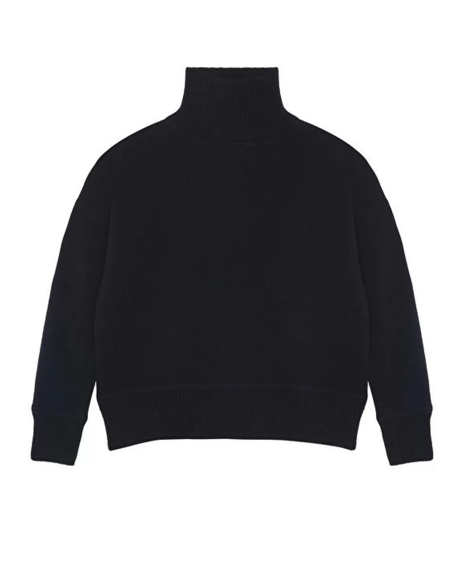 Kujten Sweaters & Sweatshirts>Milano Chimney Neck Cashmere Sweater, 2-Threads Bleu Marine Fonce