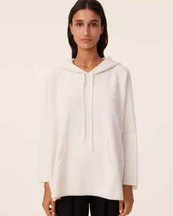 Kujten Hoodies>Milano Oversized Cashmere Hoodie, 2-Threads Blanc