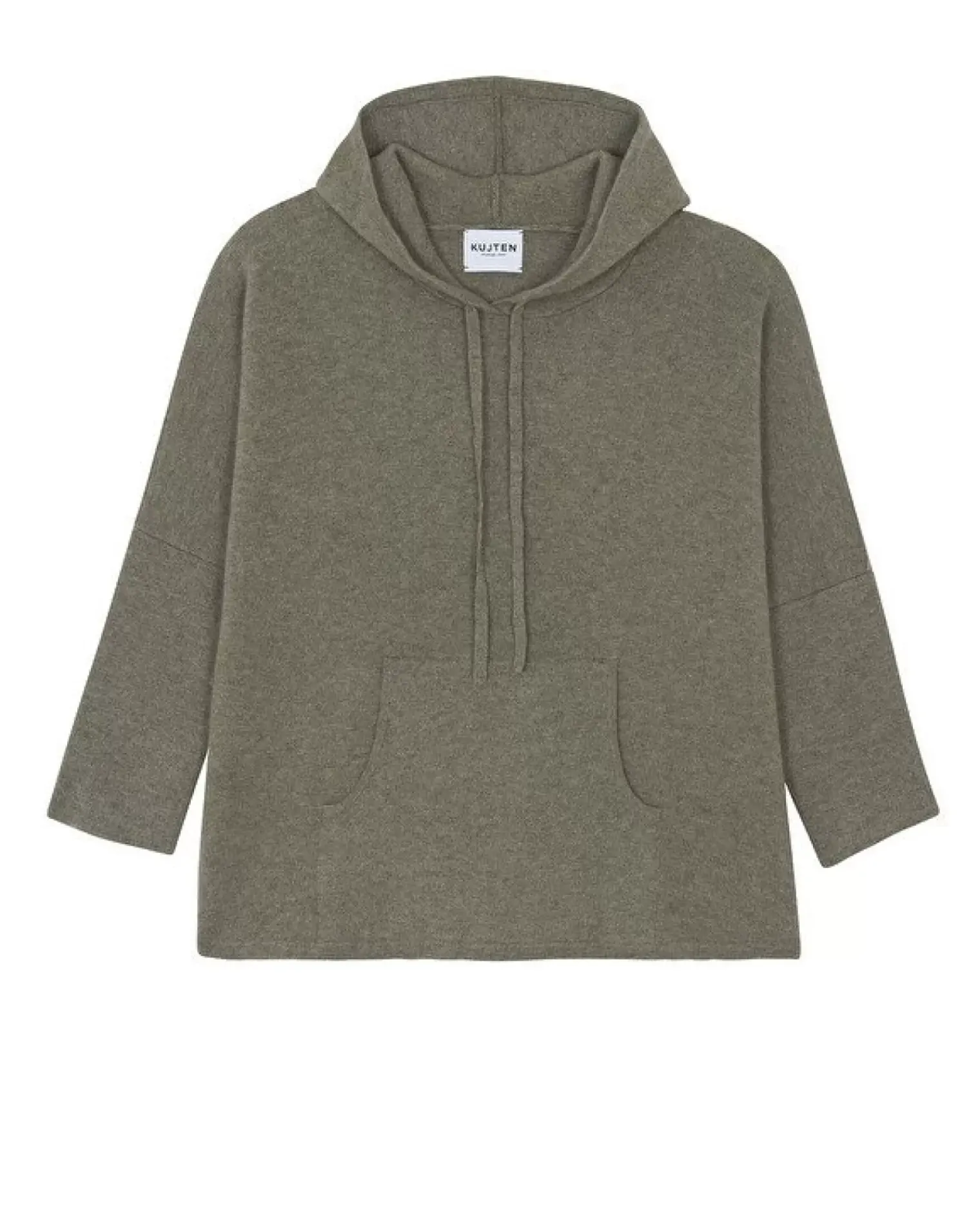 Kujten Hoodies>Milano Oversized Cashmere Hoodie, 2-Threads Kaki Chine