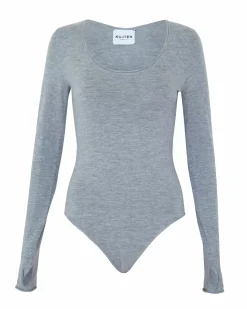 Kujten Body>Mittens Sleeves U Neck Cashmere Body Gris Chine