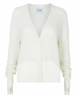 Kujten Jackets & Vests>Mittens Sleeves Woman Cashmere Cardigan Blanc