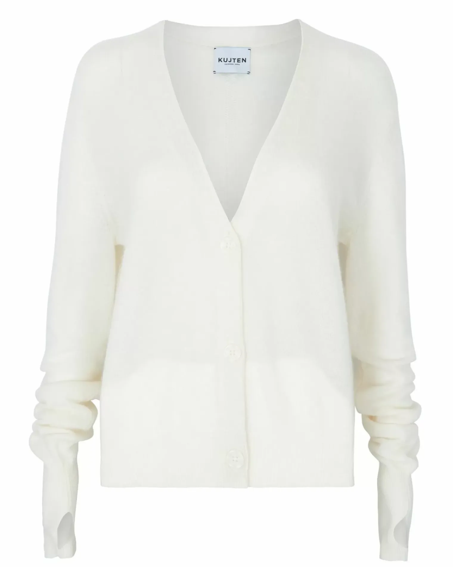 Kujten Jackets & Vests>Mittens Sleeves Woman Cashmere Cardigan Blanc