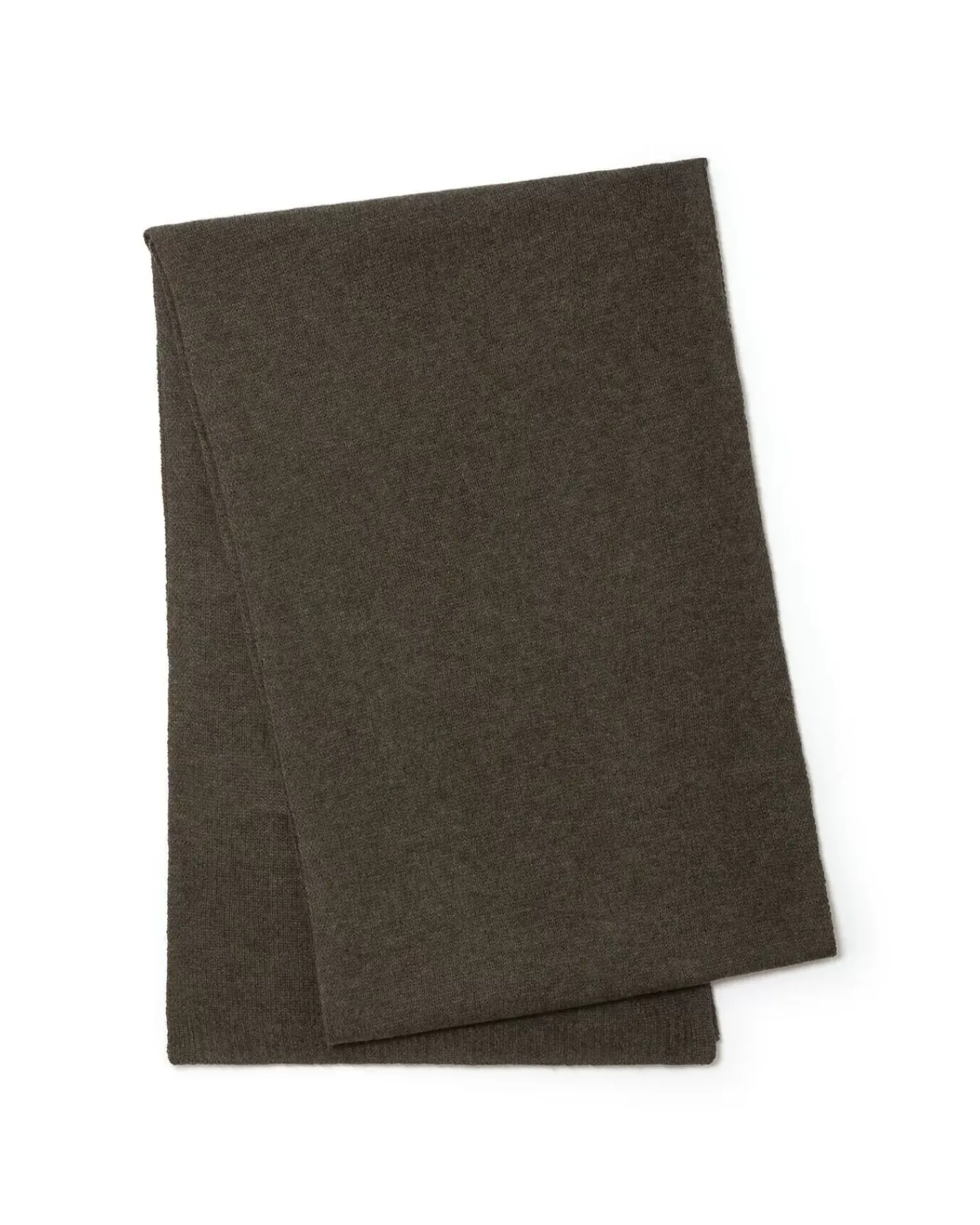 Kujten Scarves & Snoods>Off-Gauge Knitted Cashmere Scarf Kaki Fonce