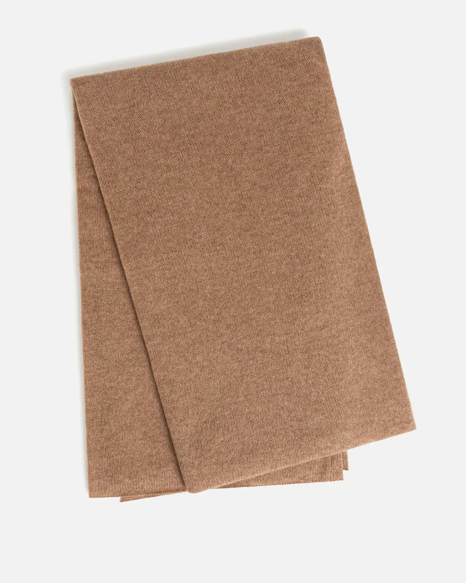 Kujten Scarves & Snoods>Off-Gauge Knitted Large Cashmere Scarf, 2-Threads Camelo