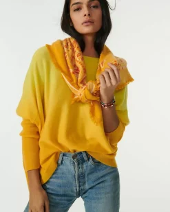 Kujten Sweaters & Sweatshirts>Oversize Boat Neck Cashmere Sweater Jaune Fluo