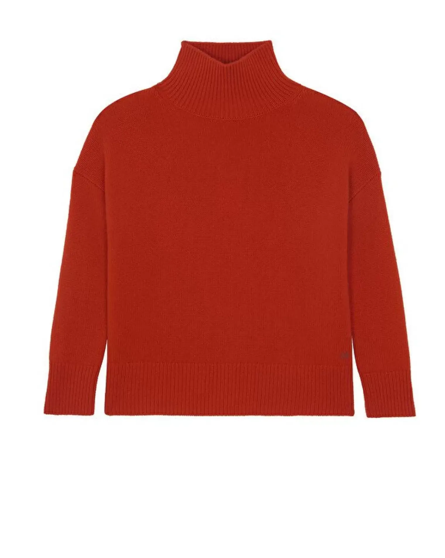 Kujten Sweaters & Sweatshirts>Oversize Funnel Neck Cashmere Sweater, 8-Threads Orange Rosso