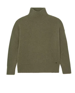 Kujten Sweaters & Sweatshirts>Oversize Funnel Neck Cashmere Sweater, 8-Threads Kaki Scout