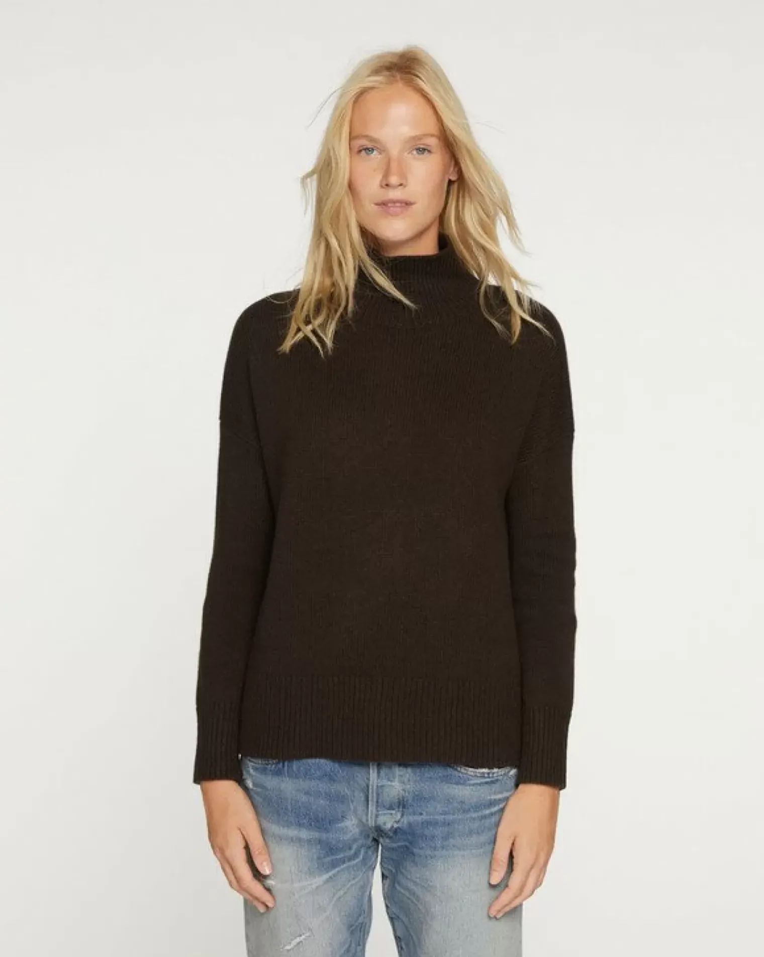 Kujten Sweaters & Sweatshirts>Oversize Funnel Neck Cashmere Sweater Marron