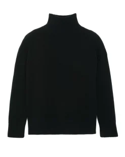 Kujten Sweaters & Sweatshirts>Oversize Funnel Neck Cashmere Sweater, 8-Threads Noir