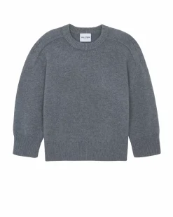Kujten Sweaters & Sweatshirts>Oversize Round Neck Cashmere Sweater, 8-Threads Gris Flanelle