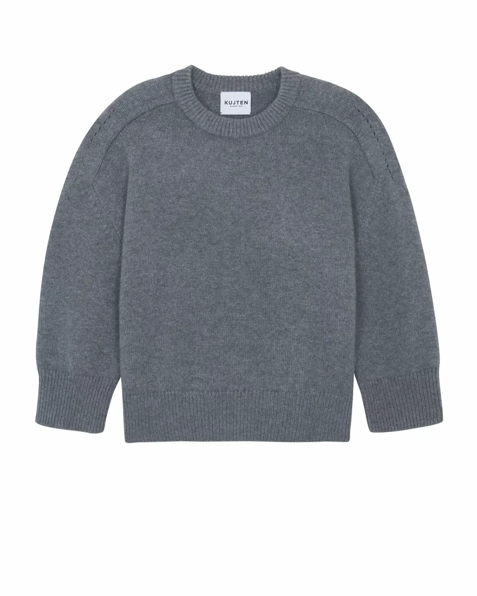 Kujten Sweaters & Sweatshirts>Oversize Round Neck Cashmere Sweater, 8-Threads Gris Flanelle
