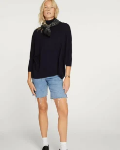 Kujten Sweaters & Sweatshirts>Oversize Turtleneck Cashmere Sweater Bleu Marine Fonce