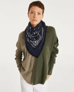 Kujten Sweaters & Sweatshirts>Oversize V-Neck Cashmere Sweater, 2-Threads Kaki Chine