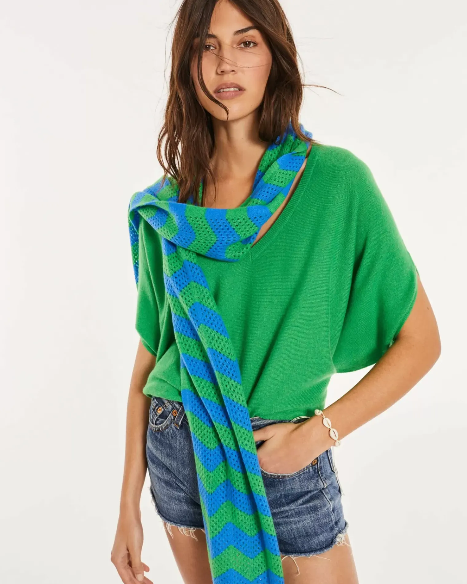Kujten Sweaters & Sweatshirts>Oversize V-Neck Sleeveless Sweater Vert Gazon