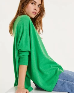 Kujten Sweaters & Sweatshirts>Oversize Woman V-Neck Cashmere Sweater Vert Gazon