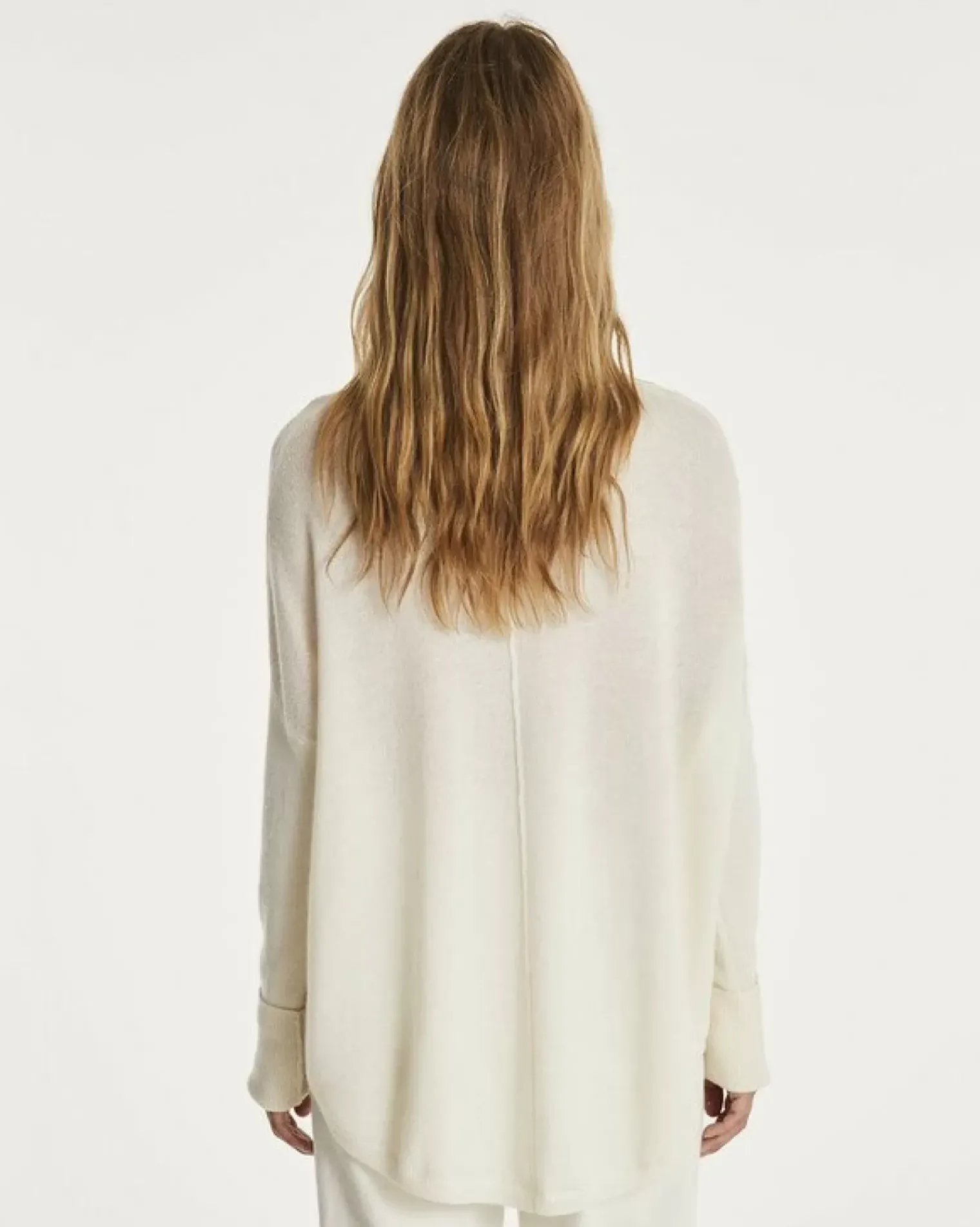 Kujten Sweaters & Sweatshirts>Oversize Woman V-Neck Cashmere Sweater Blanc