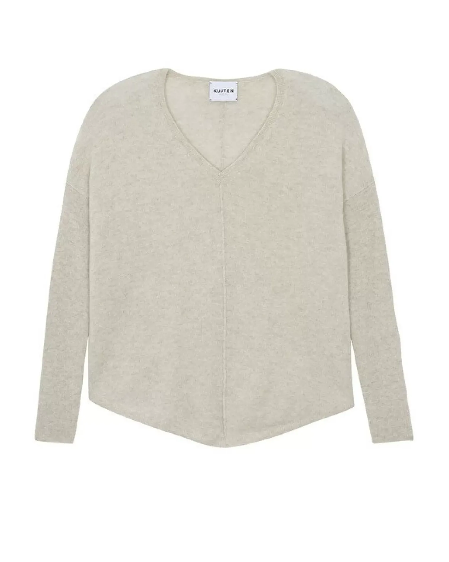 Kujten Sweaters & Sweatshirts>Oversize Women V-Neck Cashmere Sweater, 2-Threads Avoine