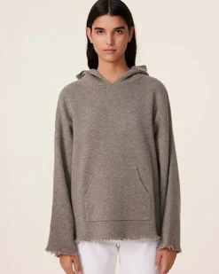 Kujten Hoodies>Oversized Cashmere Hoodie, 4-Threads Kaki Chine