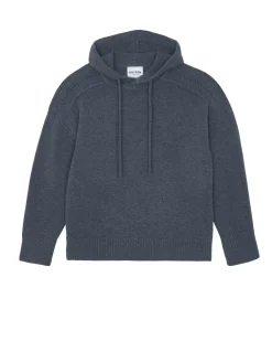 Kujten Hoodies>Oversized Cashmere Hoodie Sweater, 8-Threads Gris Flanelle