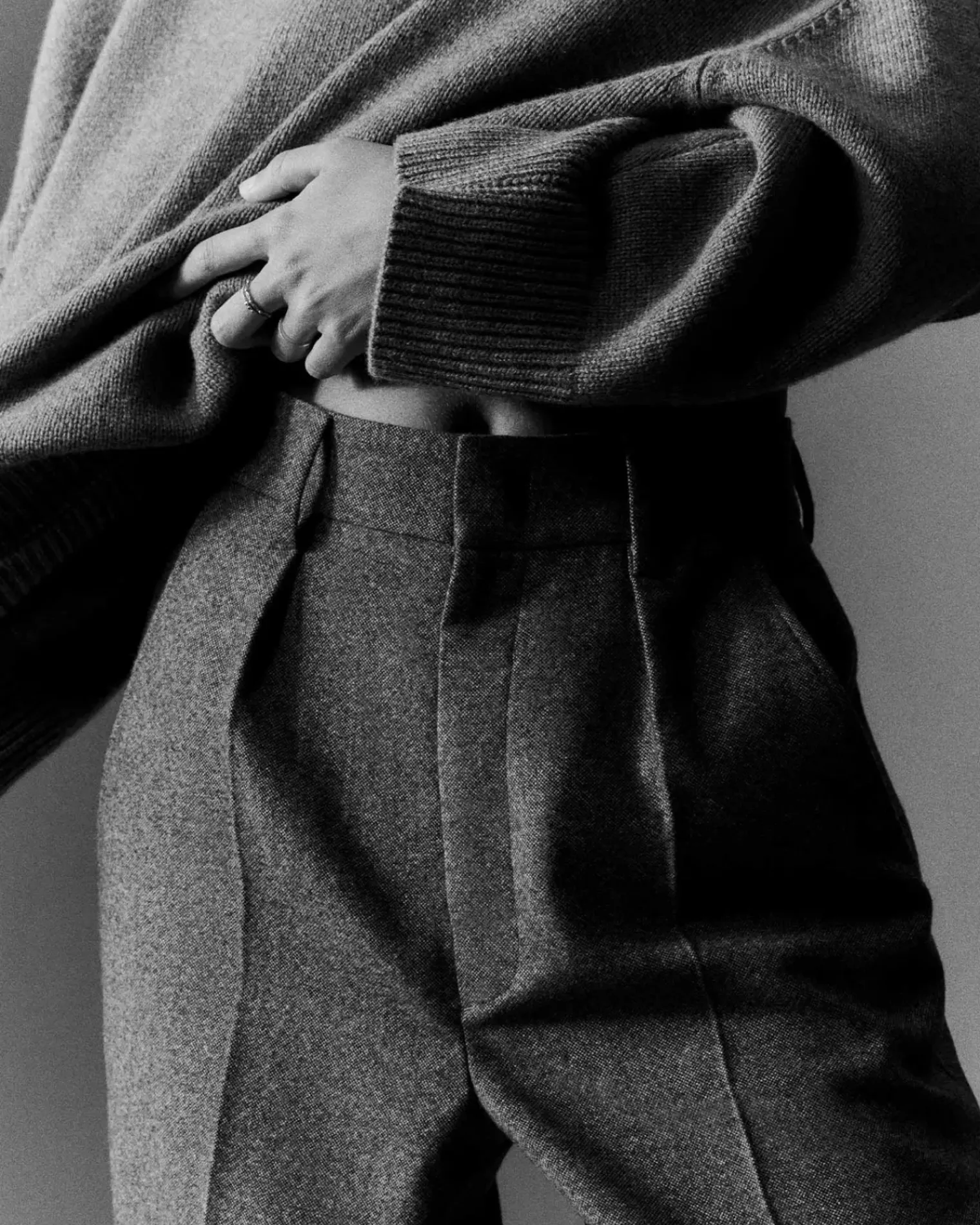 Kujten Pants & Shorts>Oversized Cashmere Pants Gris Flanelle
