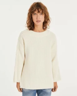 Kujten Sweaters & Sweatshirts>Oversized Cashmere Sweater With Buttons Blanc