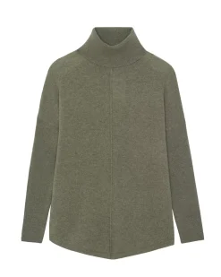 Kujten Sweaters & Sweatshirts>Oversized Cashmere Turtleneck Sweater Kaki Chine