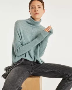 Kujten Sweaters & Sweatshirts>Oversized Cashmere Turtleneck Sweater Vert Suzanne