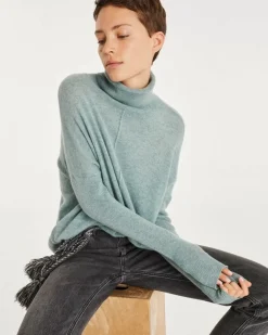 Kujten Sweaters & Sweatshirts>Oversized Cashmere Turtleneck Sweater Vert Suzanne