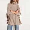 Kujten Capes & Ponchos>Oversized Cashmere Turtleneck Poncho Beige Taupe