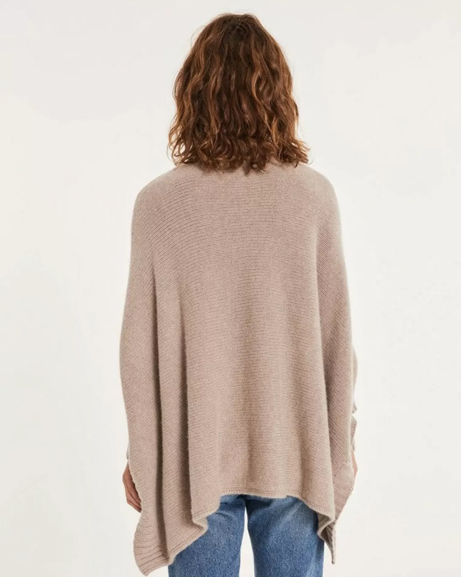 Kujten Capes & Ponchos>Oversized Cashmere Turtleneck Poncho Beige Taupe