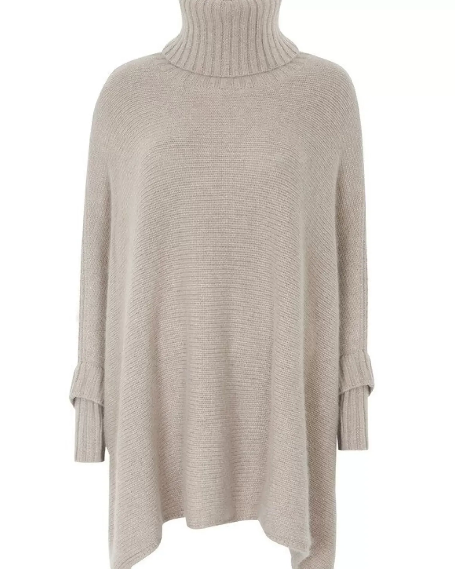 Kujten Capes & Ponchos>Oversized Cashmere Turtleneck Poncho Beige Taupe