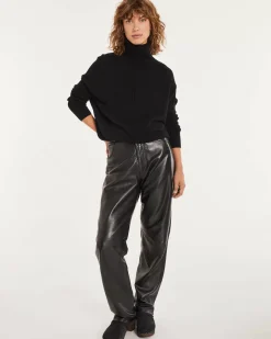 Kujten Sweaters & Sweatshirts>Oversized Cashmere Turtleneck Sweater Noir