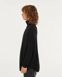 Kujten Sweaters & Sweatshirts>Oversized Cashmere Turtleneck Sweater Noir