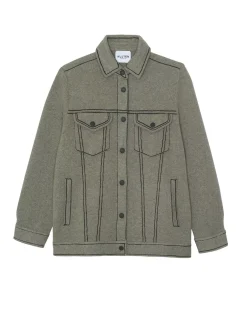 Kujten Jackets & Vests>Oversized Cashmere Vest Kaki Chine
