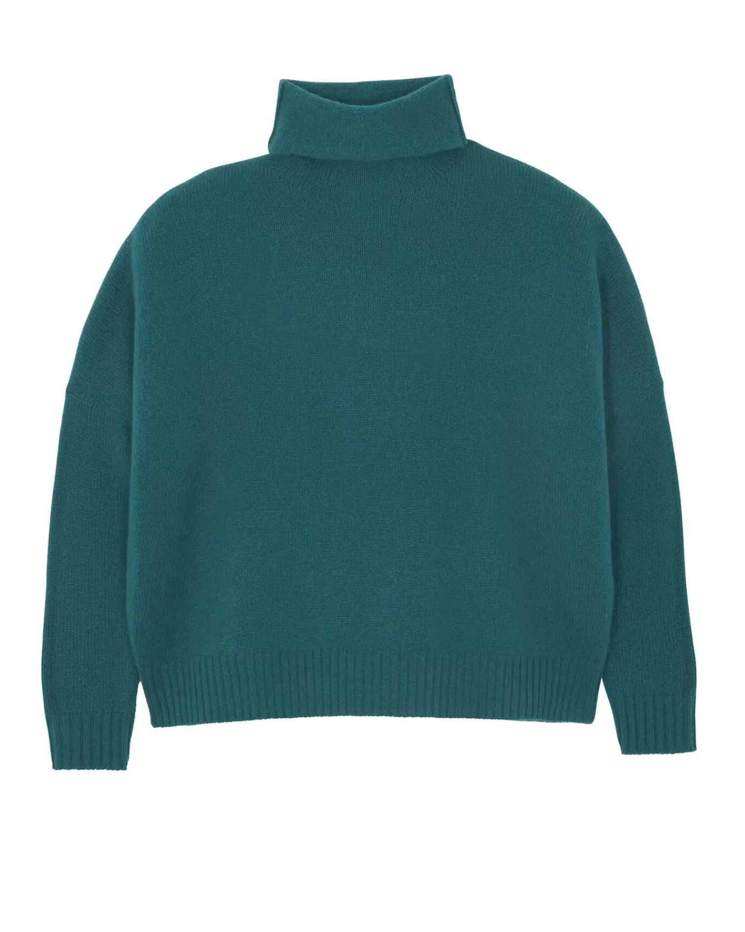 Kujten Sweaters & Sweatshirts>Oversized Chimney Neck Cashmere Sweater, 4-Threads Vert Perroquet