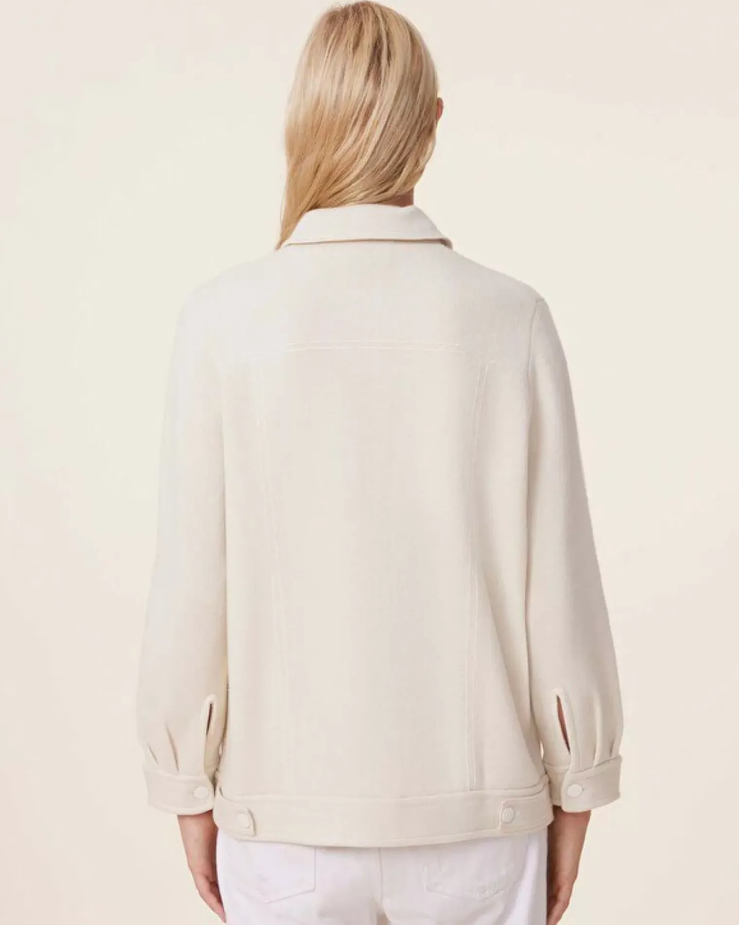 Kujten Jackets & Vests>Oversized Denim Jacquard Cashmere Vest, 4-Threads Blanc Vintage