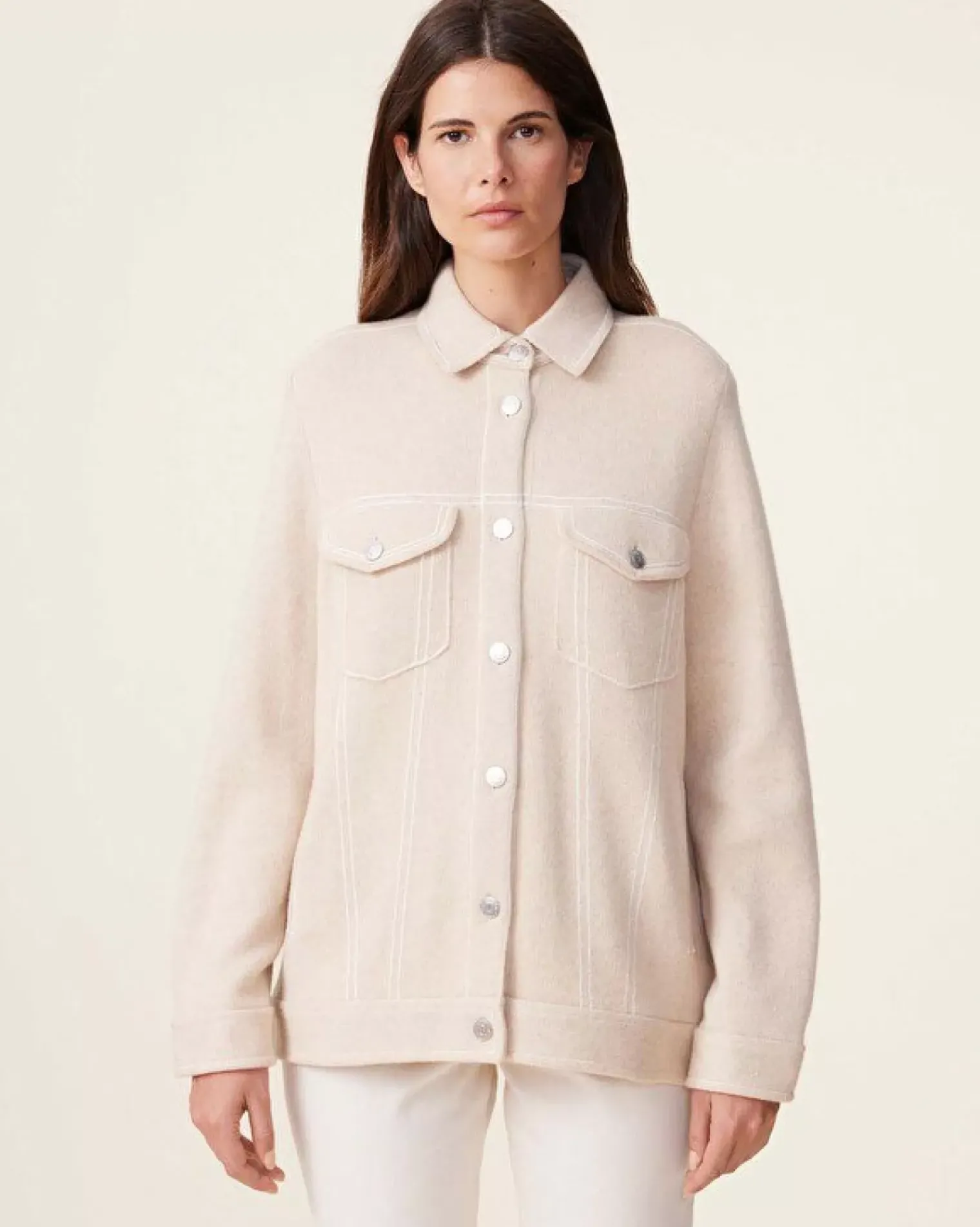 Kujten Jackets & Vests>Oversized Denim Jacquard Cashmere Vest, 4-Threads Organique