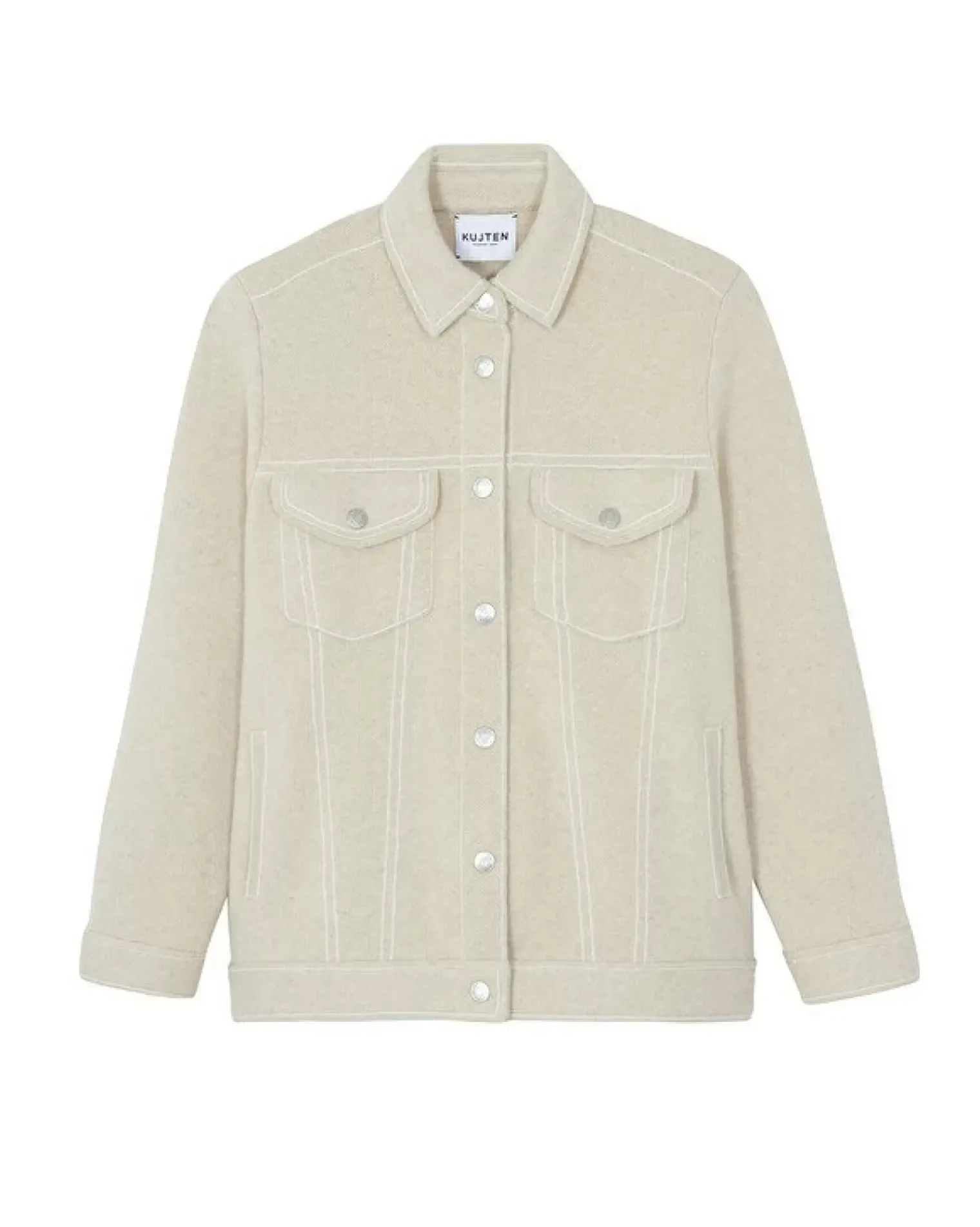 Kujten Jackets & Vests>Oversized Denim Jacquard Cashmere Vest, 4-Threads Organique