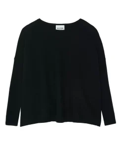 Kujten Sweaters & Sweatshirts>Oversized Round Neck Cashmere Sweater, 2-Threads Noir