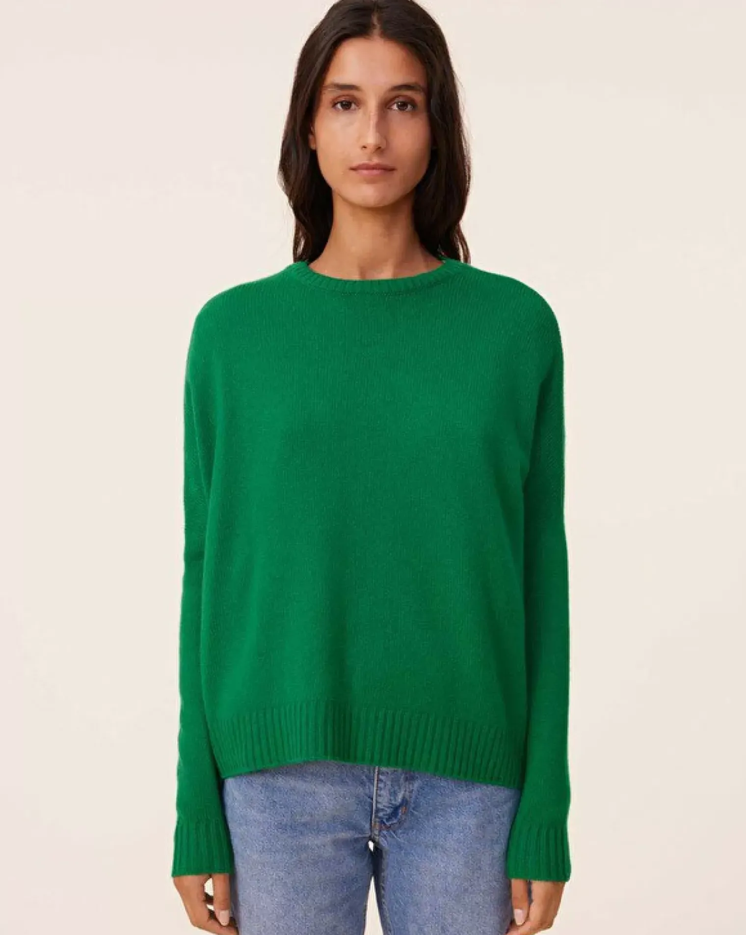 Kujten Sweaters & Sweatshirts>Oversized Round Neck Cashmere Sweater, 4-Threads Vert Imperial