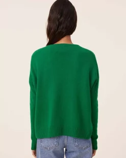 Kujten Sweaters & Sweatshirts>Oversized Round Neck Cashmere Sweater, 4-Threads Vert Imperial