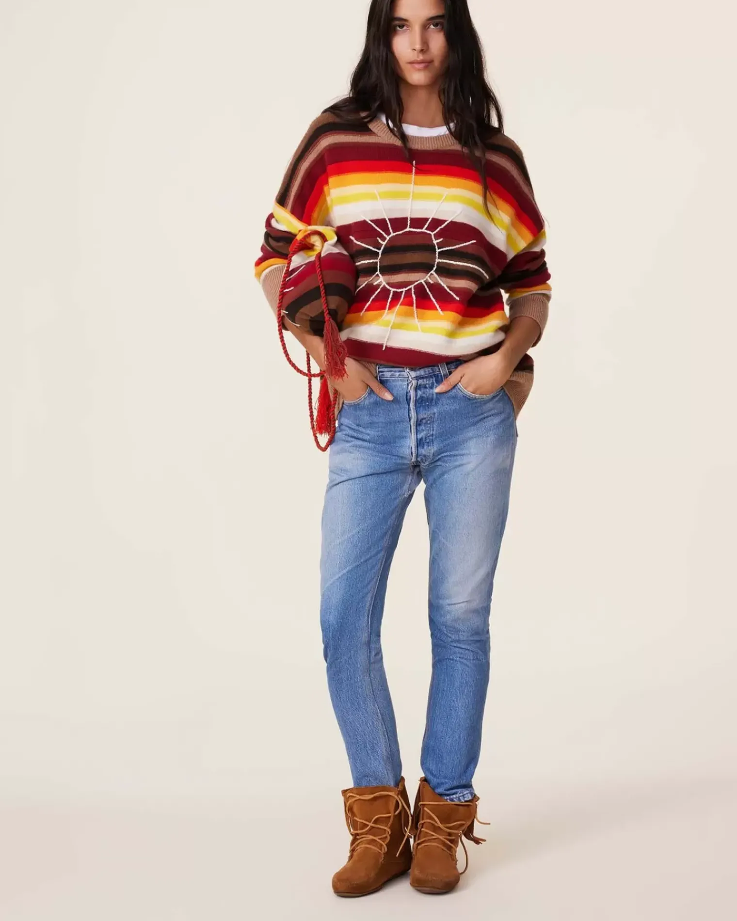 Kujten Sweaters & Sweatshirts>Oversized Round Neck Cashmere Sweater, 4-Threads Camelo