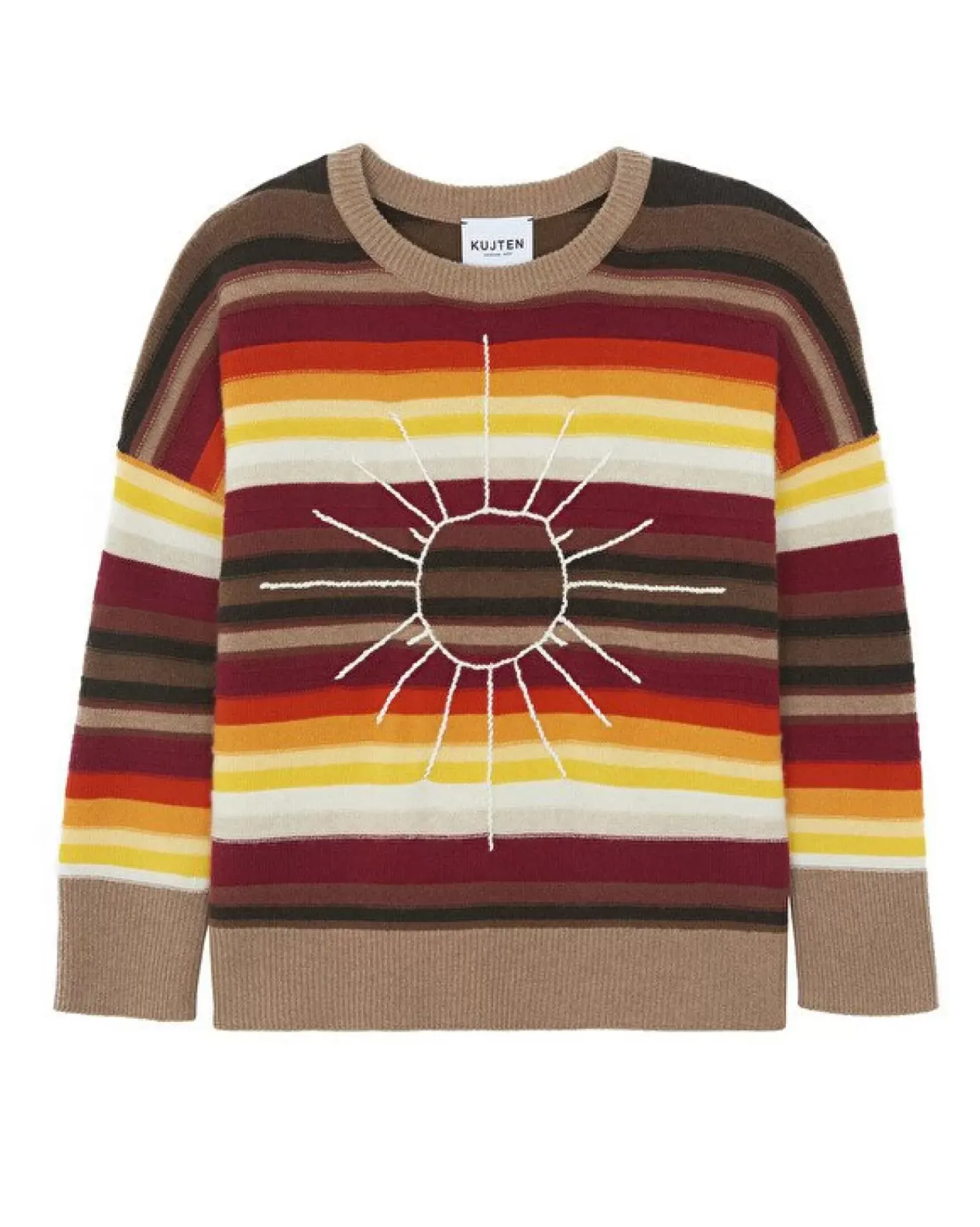 Kujten Sweaters & Sweatshirts>Oversized Round Neck Cashmere Sweater, 4-Threads Camelo