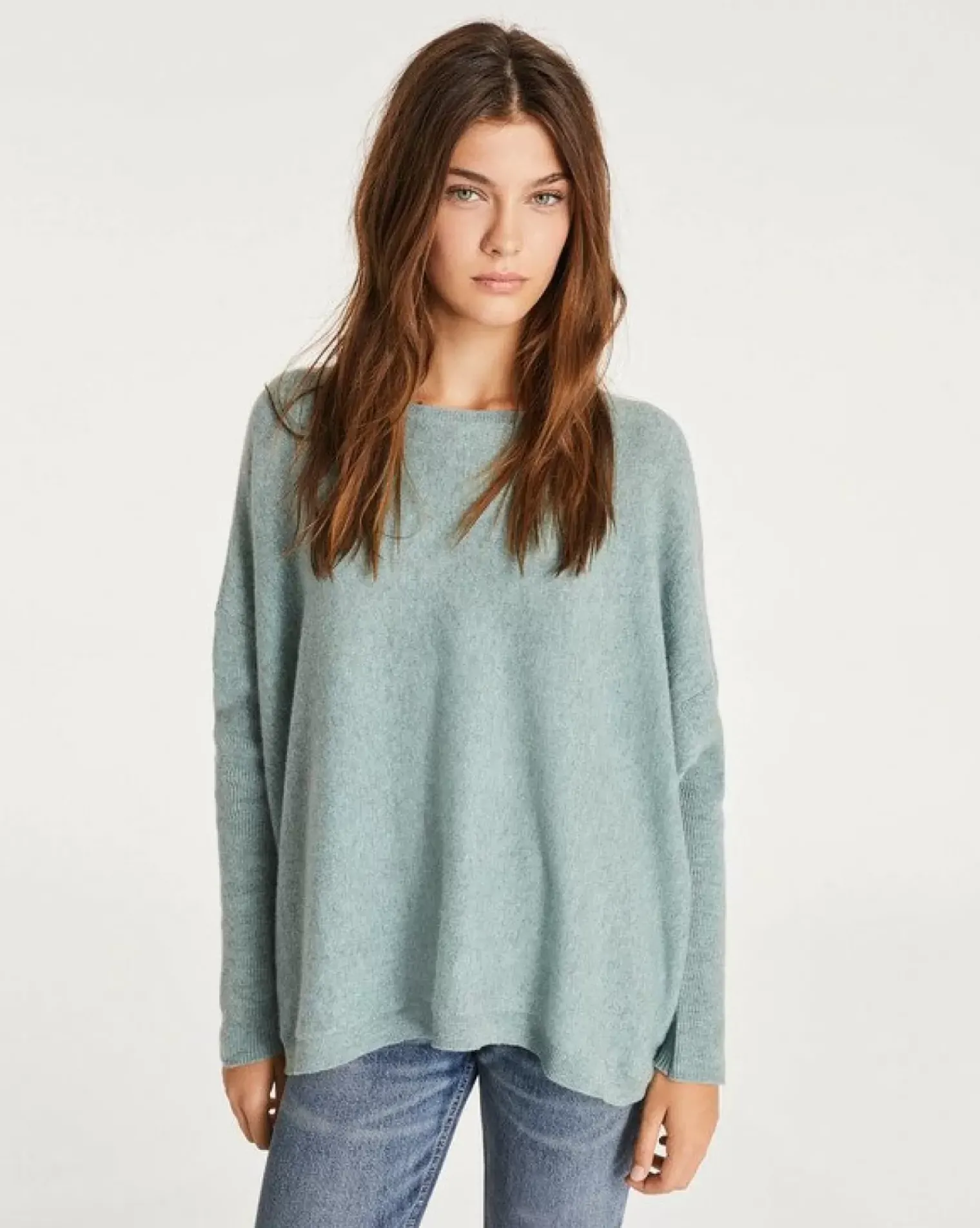 Kujten Sweaters & Sweatshirts>Oversized Round Neck Cashmere Sweater Vert Suzanne