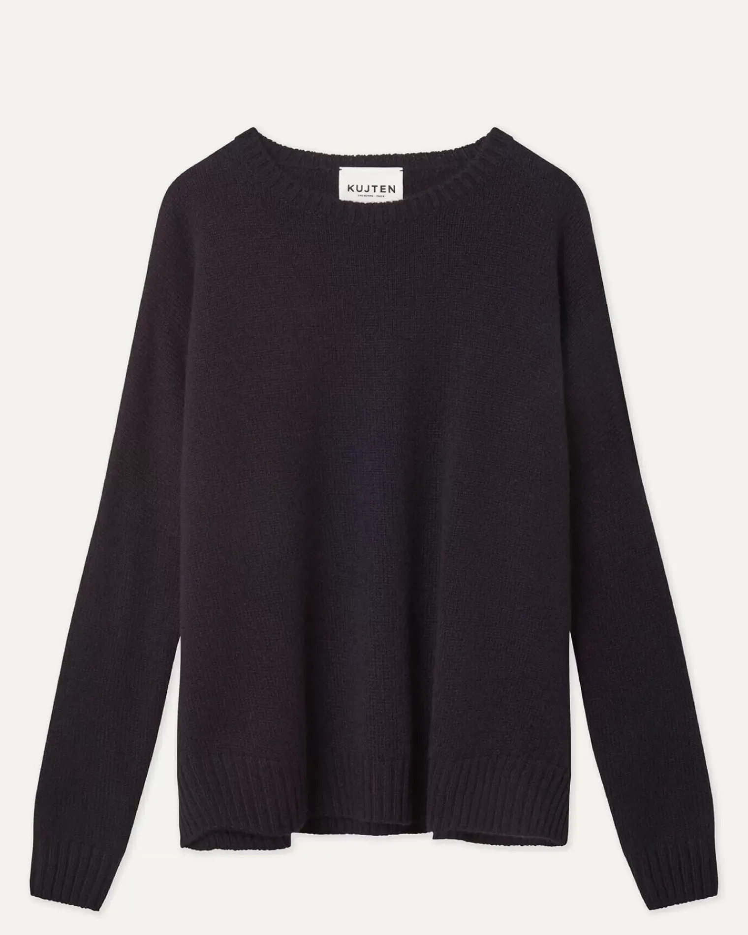 Kujten Sweaters & Sweatshirts>Oversized Round Neck Cashmere Sweater Bleu Marine Fonce